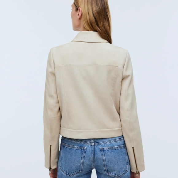 Madewell Shrunken Zip-Front Jacket in Suede Light Sand Size 4 NWOT Madewell - Picture 5 of 10